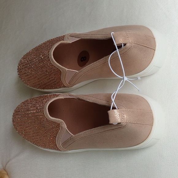 NWOT Carlos Pave' Studded Loafers Slip-On Shoes 8 Rose Gold - Picture 4 of 7